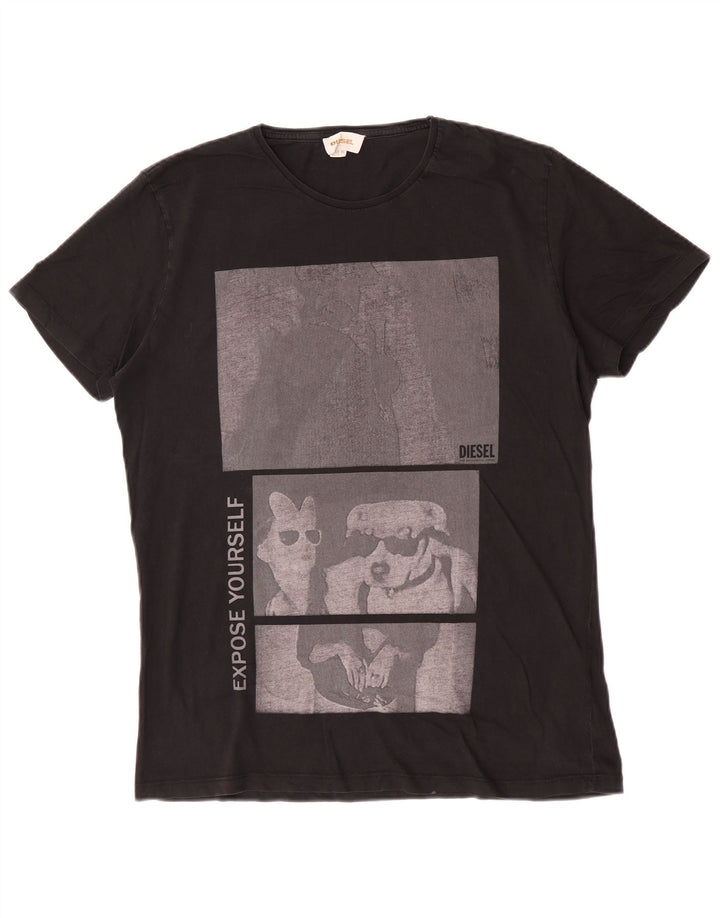Diesel Mens Graphic T-Shirt Top XL Black