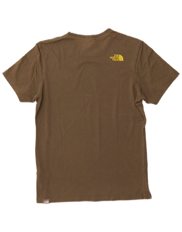 THE NORTH FACE Mens Graphic T-Shirt Top Small Khaki Cotton