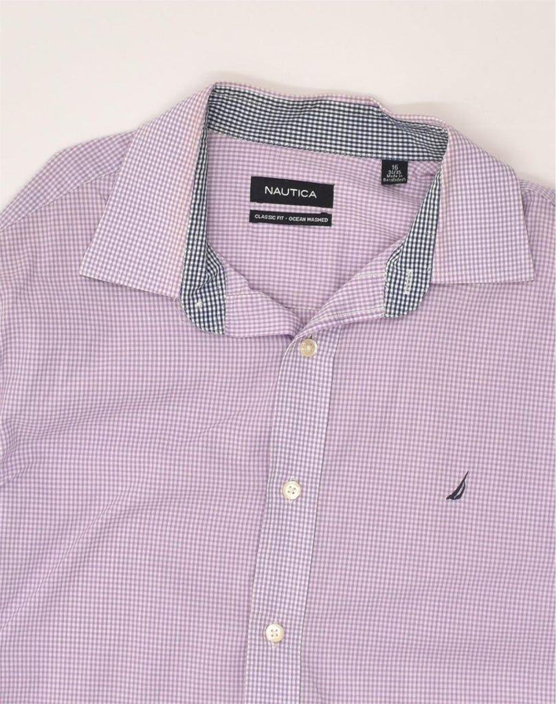 NAUTICA Mens Classic Fit Shirt Size 16 Large Purple Gingham Cotton | Vintage Nautica | Thrift | Second-Hand Nautica | Used Clothing | Messina Hembry 