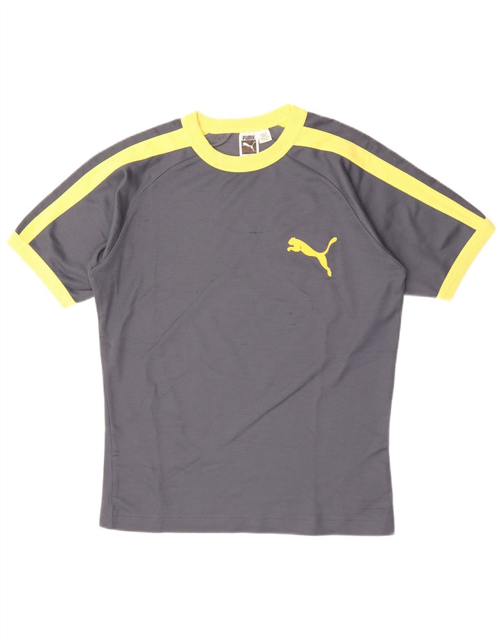 PUMA Mens T-Shirt Top Medium Grey Colourblock Cotton