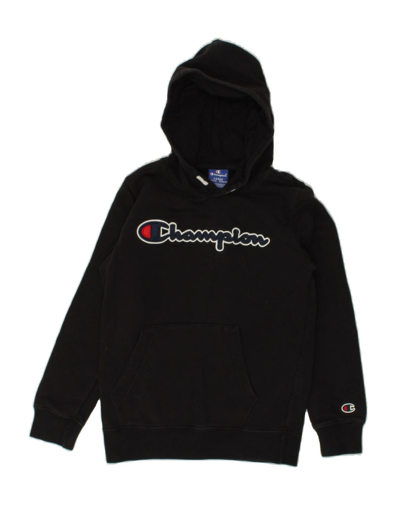 CHAMPION Boys Graphic Hoodie Jumper 11-12 Years Large Black | Vintage Champion | Thrift | Second-Hand Champion | Used Clothing | Messina Hembry 