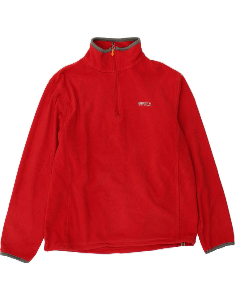 REGATTA Mens Zip Neck Fleece Jumper Medium Red Polyester | Vintage Regatta | Thrift | Second-Hand Regatta | Used Clothing | Messina Hembry 