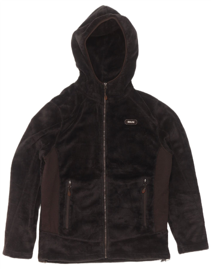 Brugi Mens Hooded Fleece Jacket UK 40 Large Black Colourblock Polyester