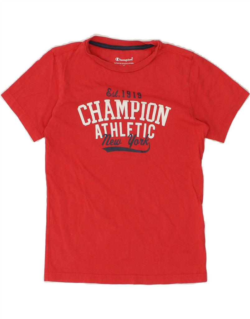 CHAMPION Boys Graphic T-Shirt Top 9-10 Years Medium Red | Vintage Champion | Thrift | Second-Hand Champion | Used Clothing | Messina Hembry 