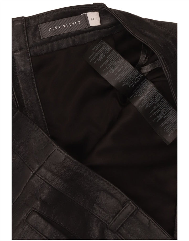 MINT VELVET Womens Leather Skirt UK 14 Large W34  Black Leather