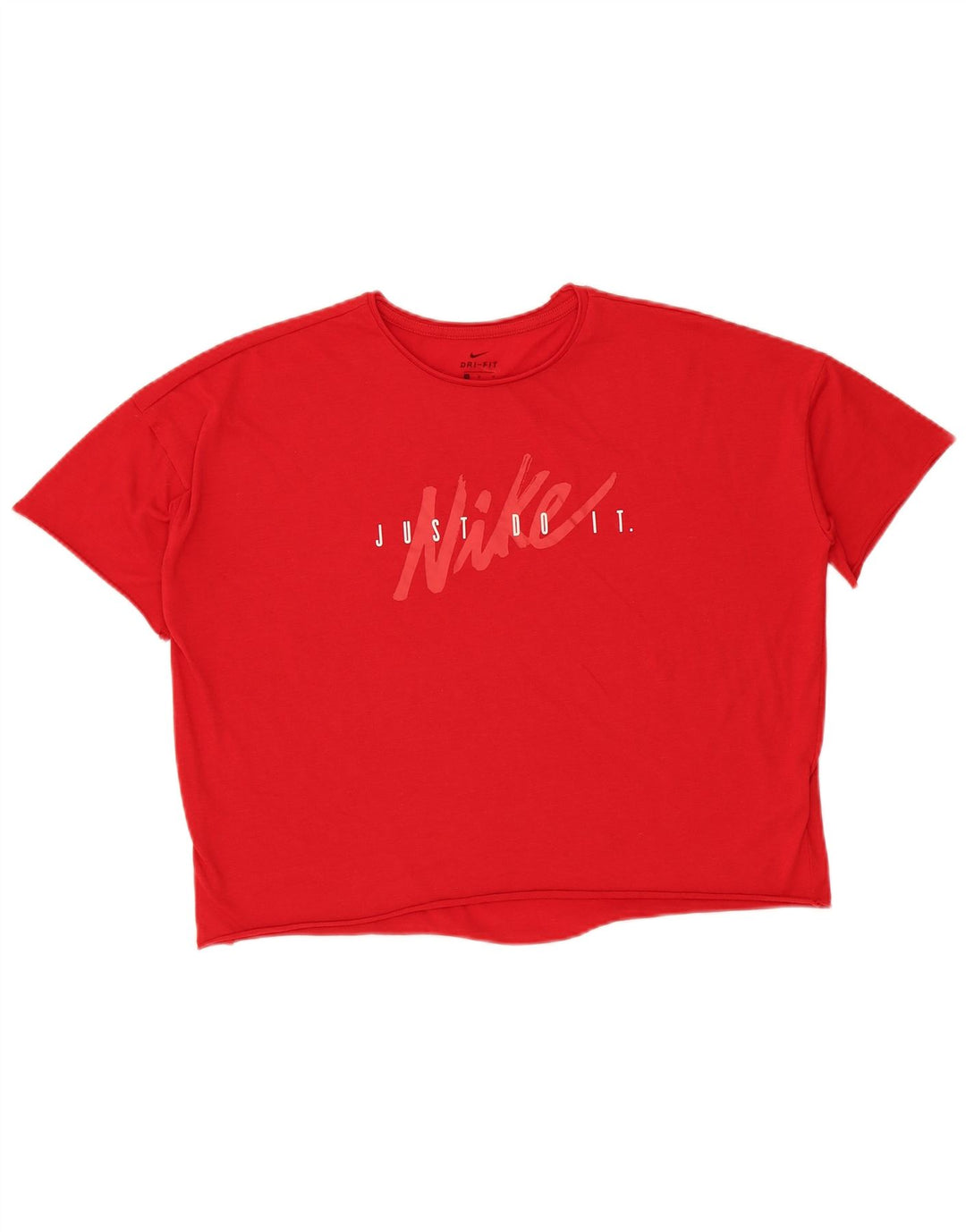 Nike Womens Dri Fit Crop Oversized Graphic T-Shirt Top UK 14 Medium Red