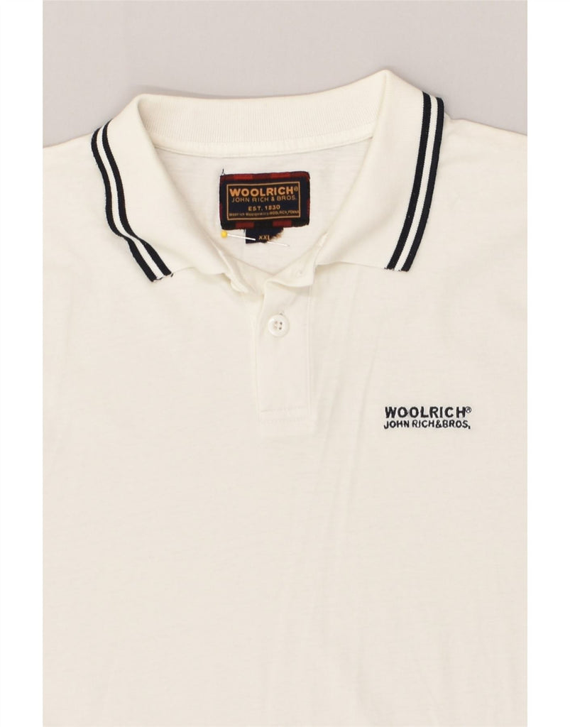 WOOLRICH Mens Polo Shirt 2XL White | Vintage Woolrich | Thrift | Second-Hand Woolrich | Used Clothing | Messina Hembry 