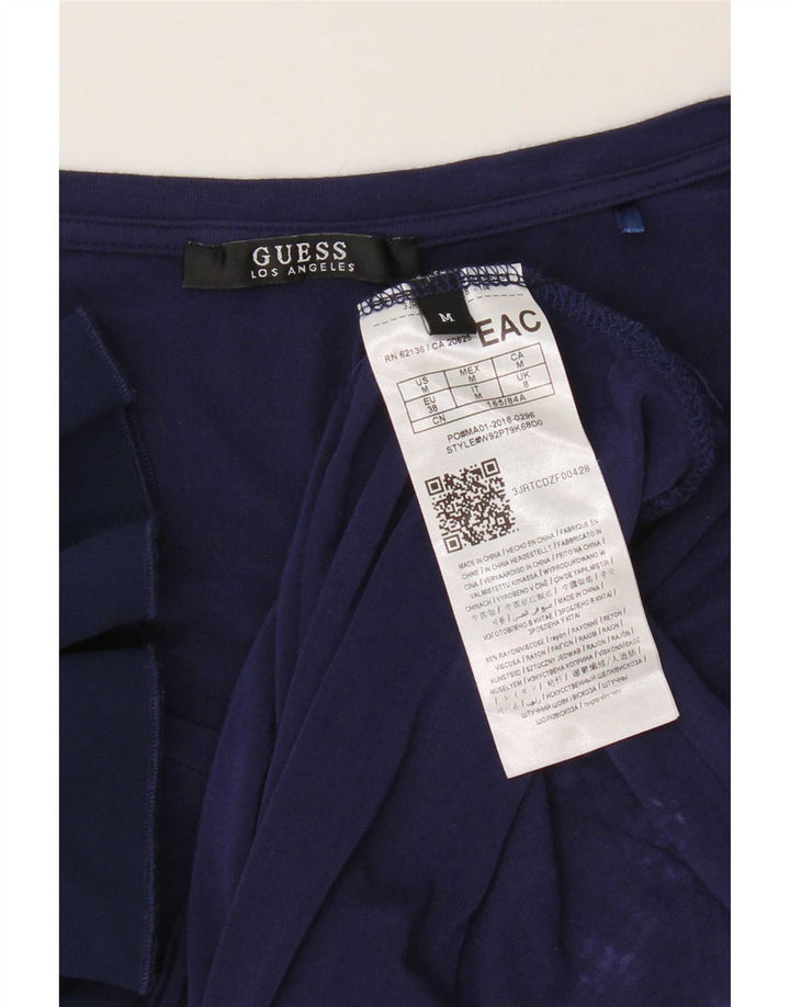 Guess Womens Blouse Top UK 8 Small Navy Blue Colourblock Rayon