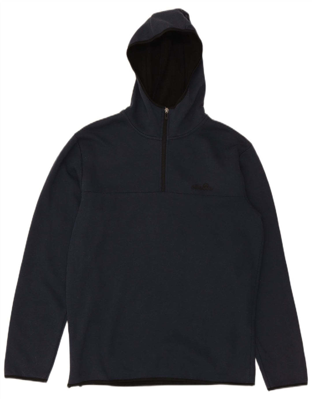 ELLESSE Mens Zip Neck Hoodie Jumper Medium Navy Blue Polyester