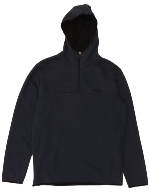 ELLESSE Mens Zip Neck Hoodie Jumper Medium Navy Blue Polyester