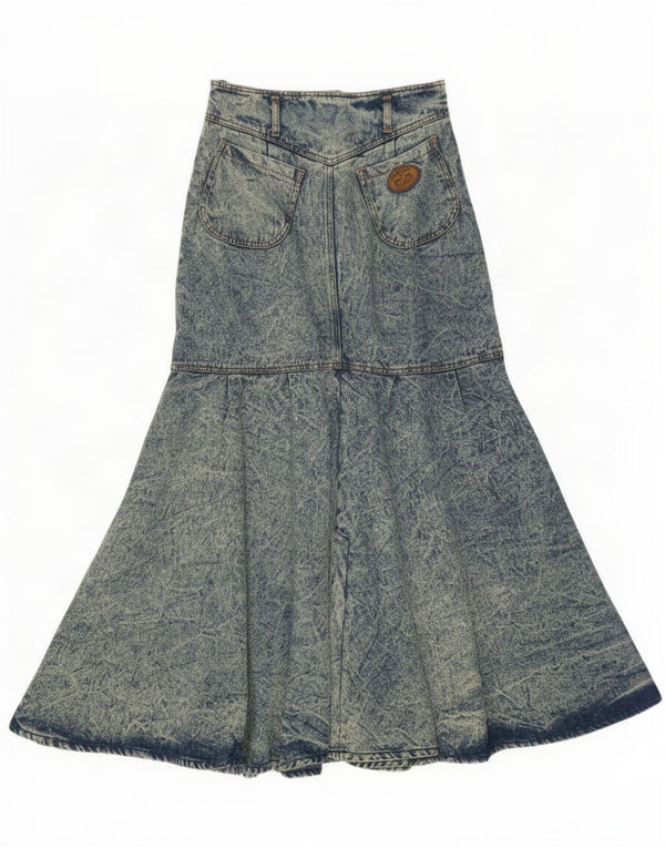 Vintage Womens Denim High Waist Mermaid Skirt IT 42 Medium W26 Blue Cotton