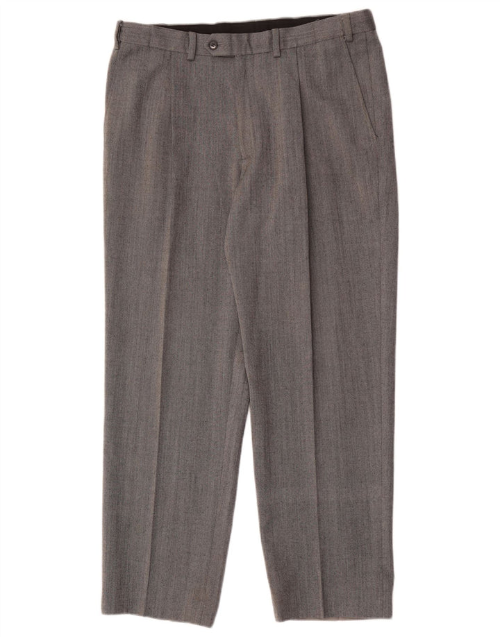 Marks & Spencer Mens Performance Straight Suit Trousers W34 L29 Grey Wool