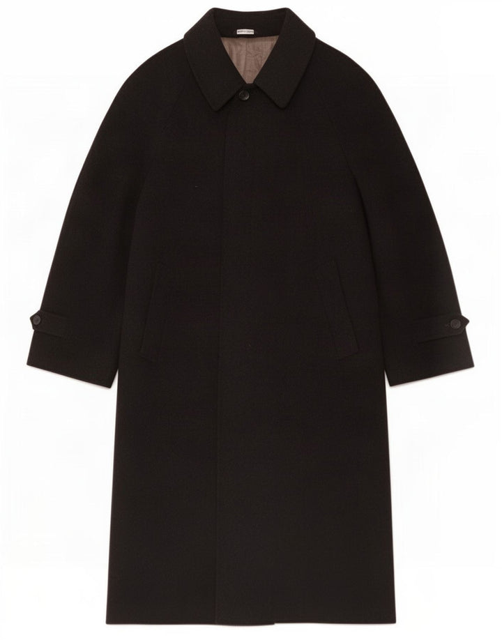Tagliente Mens Overcoat IT 50 Large Black Virgin Wool