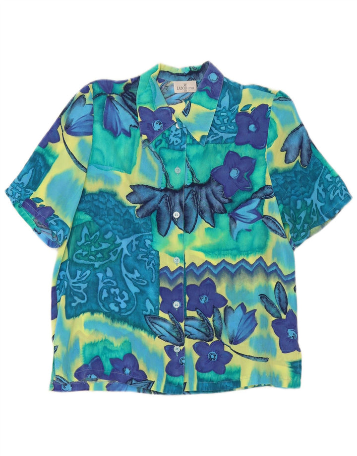 VINTAGE Womens Short Sleeve Shirt Blouse EU 38 Medium Multicoloured Floral
