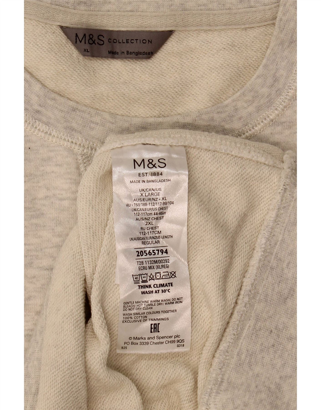 Marks & Spencer Womens Sweatshirt Jumper UK 18 XL Grey Flecked Cotton