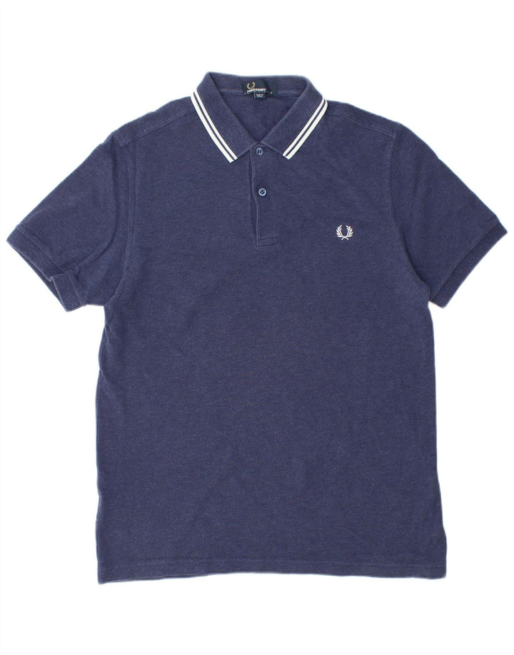 FRED PERRY Mens Polo Shirt Medium Navy Blue Cotton