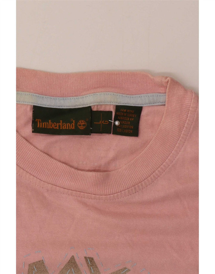 Timberland Mens Graphic T-Shirt Top Large Pink Cotton