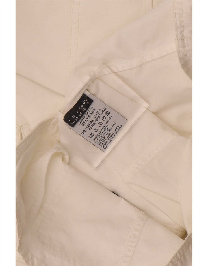 Belfe Womens 3 Button Blazer Jacket UK 10 Small White Cotton
