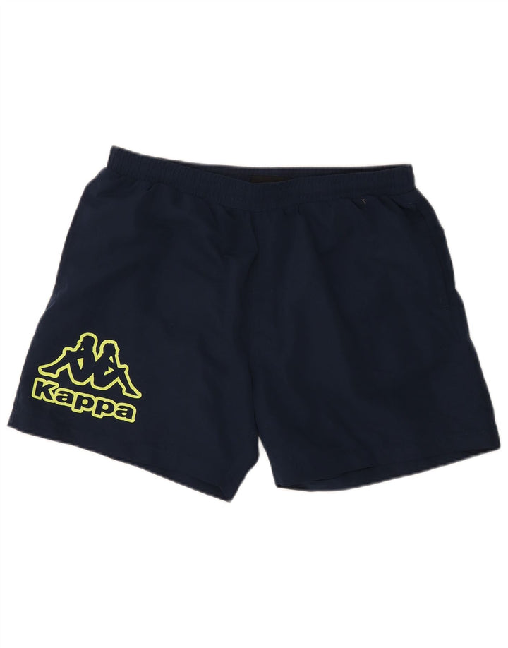 KAPPA Mens Graphic Swimming Shorts Large  Navy Blue Polyester