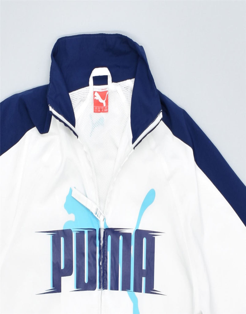 PUMA Boys Graphic Tracksuit Top Jacket 11-12 Years White Colourblock | Vintage | Thrift | Second-Hand | Used Clothing | Messina Hembry 