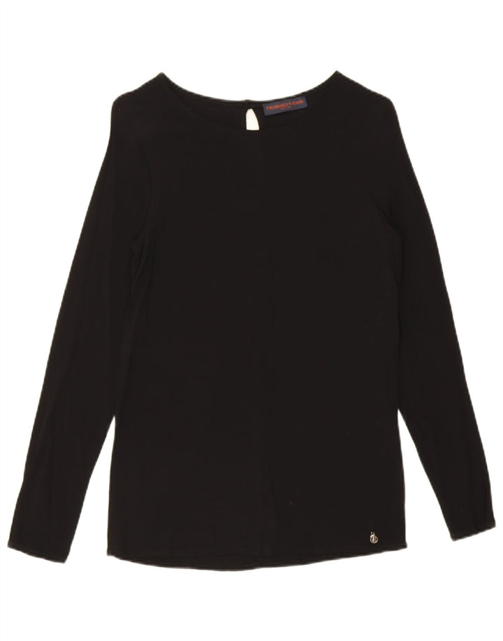 Trussardi Jeans Womens Long Sleeve Blouse Top IT 42 Medium Black Viscose