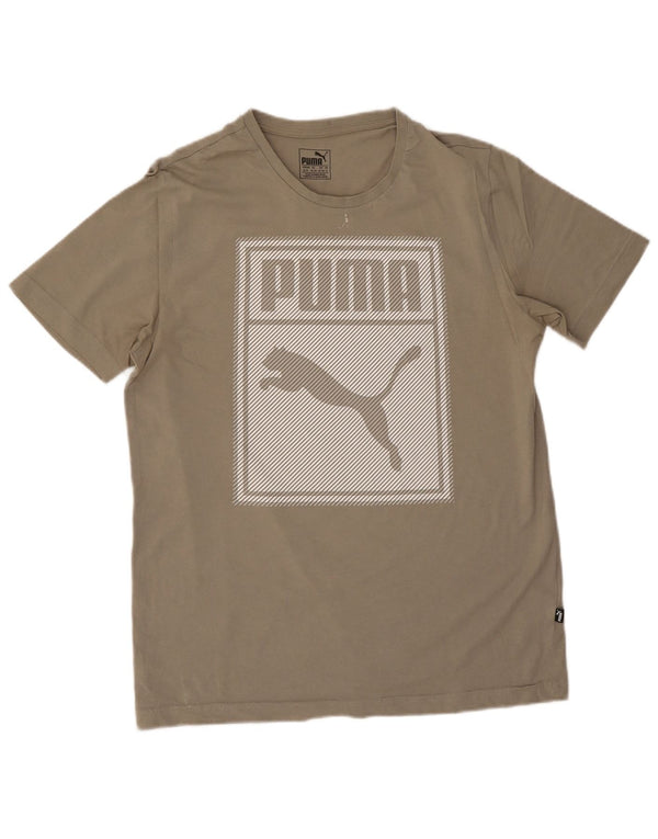 Puma Mens Graphic T-Shirt Top Medium Beige Cotton