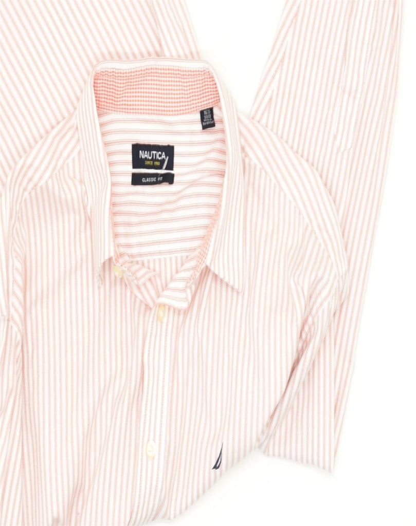 NAUTICA Mens Classic Fit Shirt Size 16 1/2 Large Pink Pinstripe Cotton | Vintage | Thrift | Second-Hand | Used Clothing | Messina Hembry 