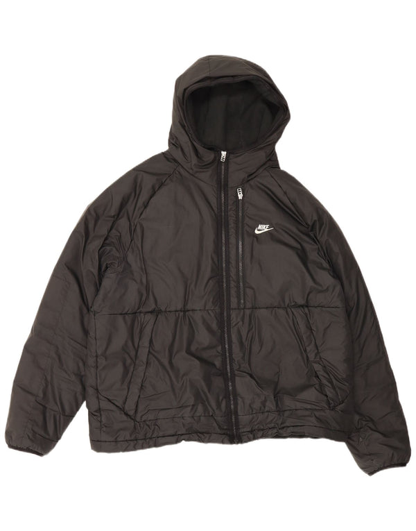 Nike Mens Therma-Fit Hooded Padded Jacket UK 42 XL Black Polyester