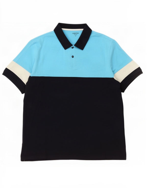 Marks & Spencer Mens Limited Edition Polo Shirt XL Blue Colourblock Cotton