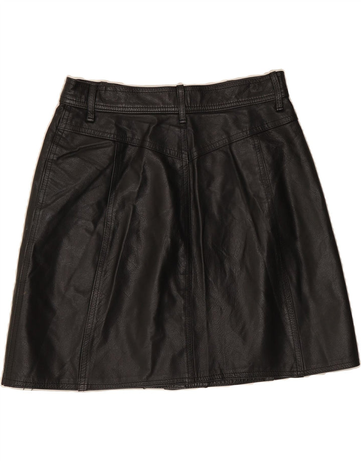 MAX&CO. Womens Leather A-Line Skirt UK 14 Medium W28  Black Leather Vintage Max&Co. and Second-Hand Max&Co. from Messina Hembry 