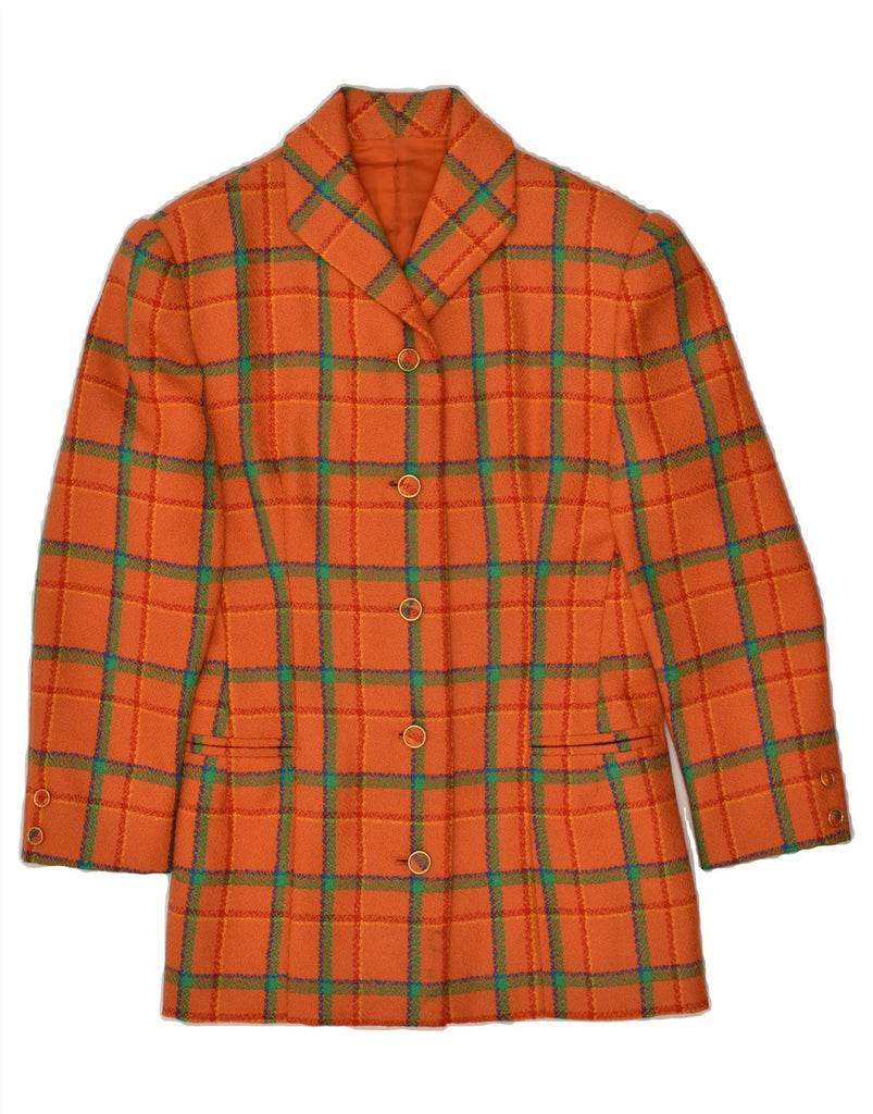 VINTAGE Womens Overcoat UK 12 Medium Orange Check | Vintage Vintage | Thrift | Second-Hand Vintage | Used Clothing | Messina Hembry 