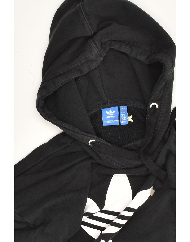 ADIDAS Womens Graphic Hoodie Jumper UK 8 Small  Black Cotton | Vintage Adidas | Thrift | Second-Hand Adidas | Used Clothing | Messina Hembry 