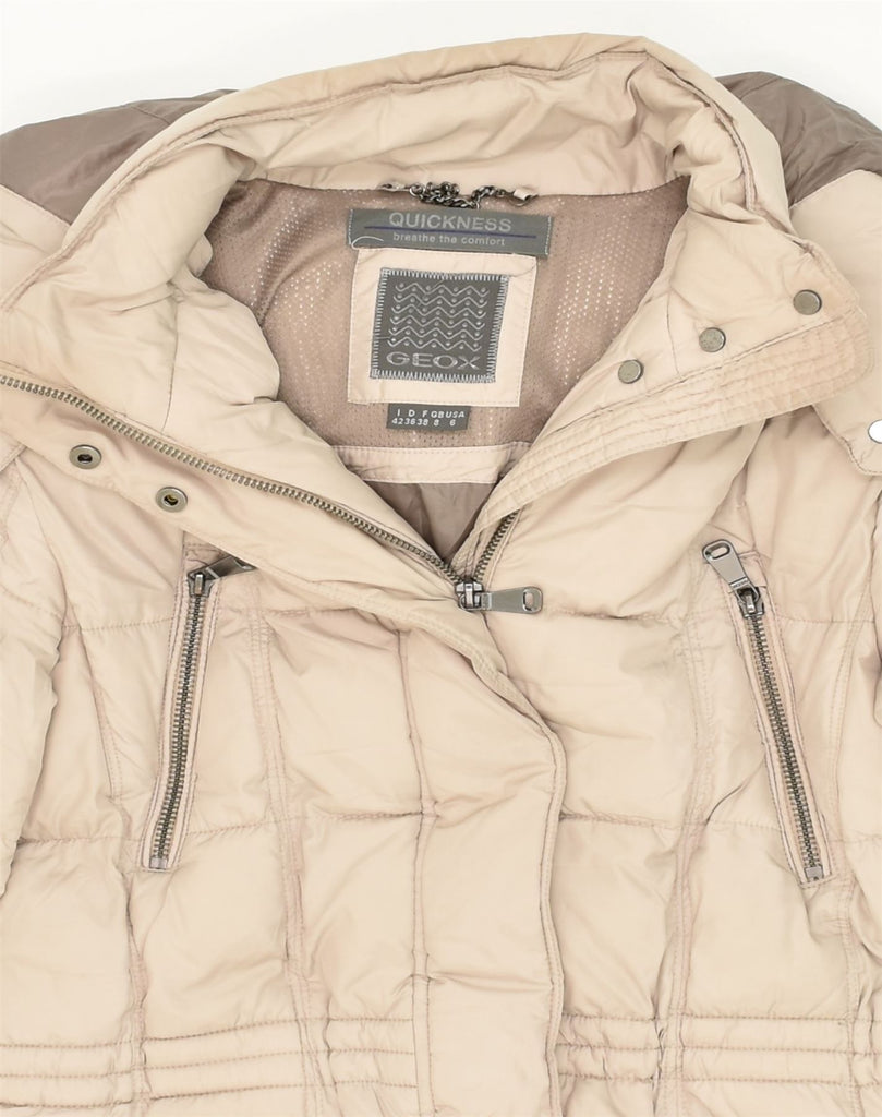 GEOX Womens Hooded Padded Coat UK 8 Small Beige Polyester | Vintage Geox | Thrift | Second-Hand Geox | Used Clothing | Messina Hembry 