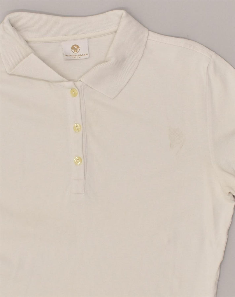 NORTH SAILS Womens Polo Shirt UK 14 Large White | Vintage North Sails | Thrift | Second-Hand North Sails | Used Clothing | Messina Hembry 