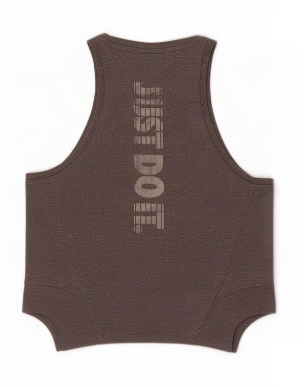 Nike Womens Crop Graphic Vest Top UK 6 XS Grey Cotton