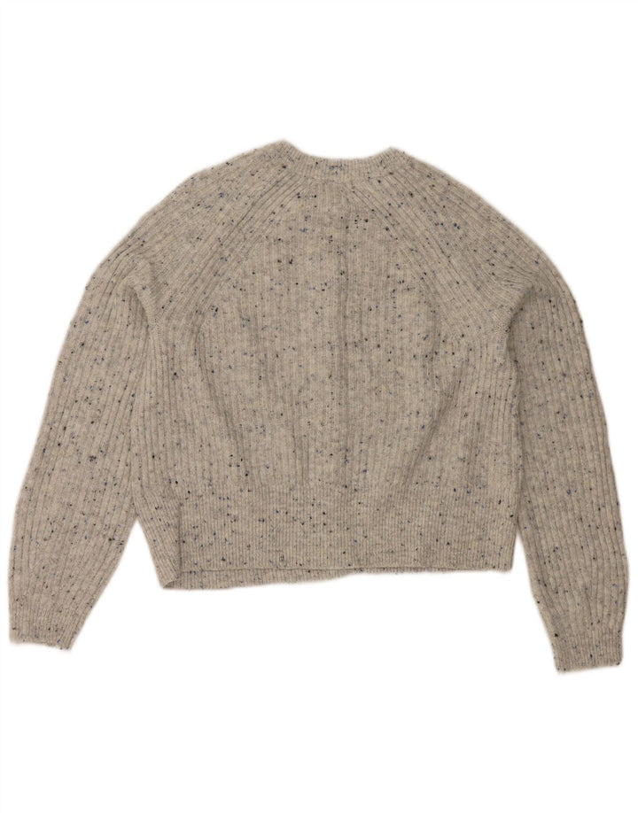 Marks & Spencer Womens Crop Cardigan Sweater UK 14 Medium Grey Flecked