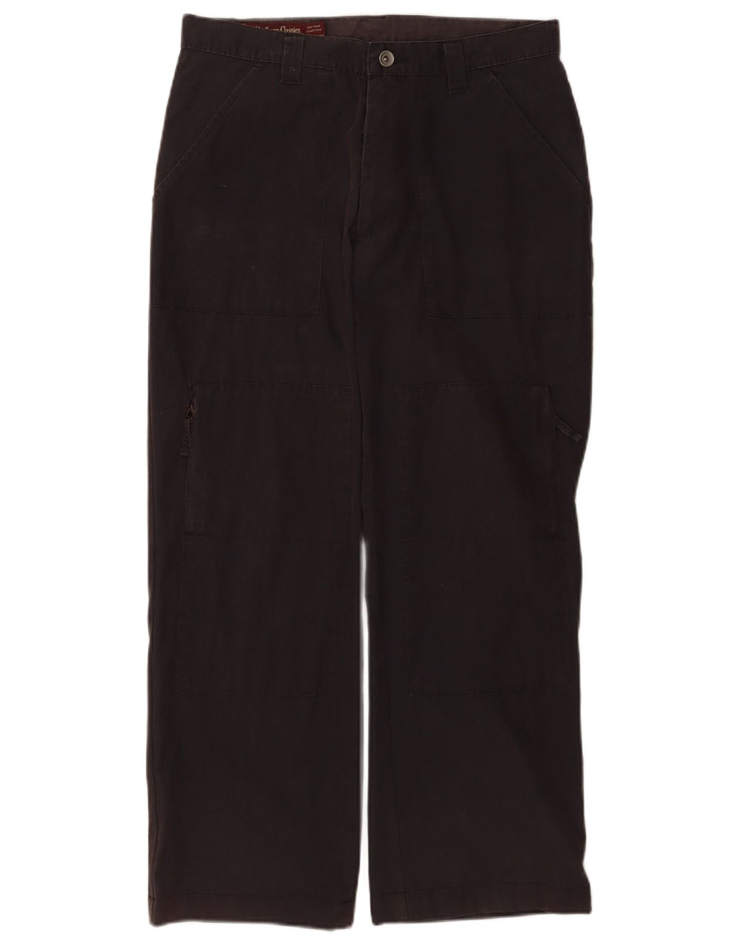 Marlboro Classics Mens Straight Cargo Trousers W32 L28 Black Cotton