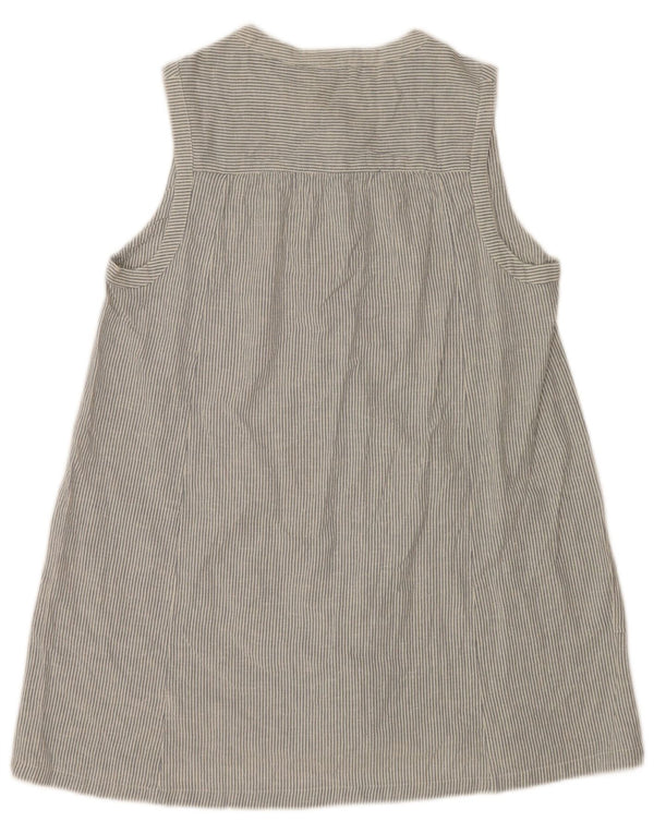 Fat Face Womens Sleeveless Shift Dress UK 12 Medium Blue Pinstripe Cotton