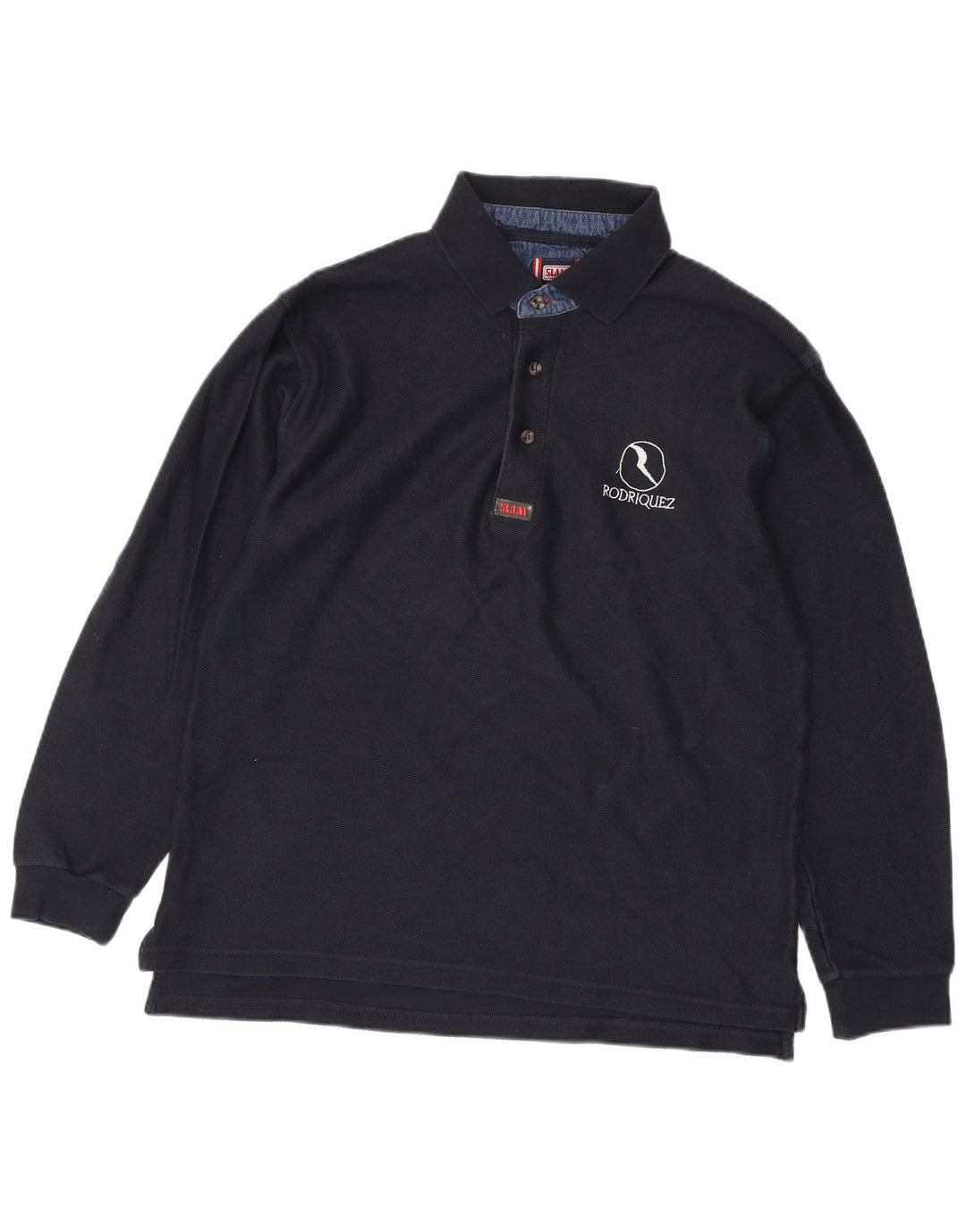 Slam Mens Long Sleeve Polo Shirt Large Navy Blue Cotton