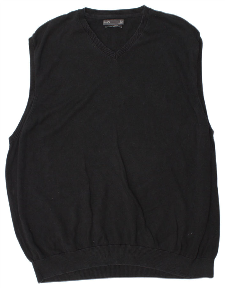 Marks & Spencer Mens Vest Tank Top 3XL Black Cotton