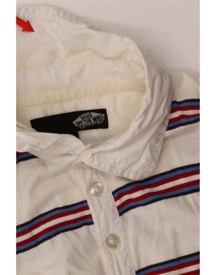 Vans Mens Polo Shirt Medium White Striped Cotton