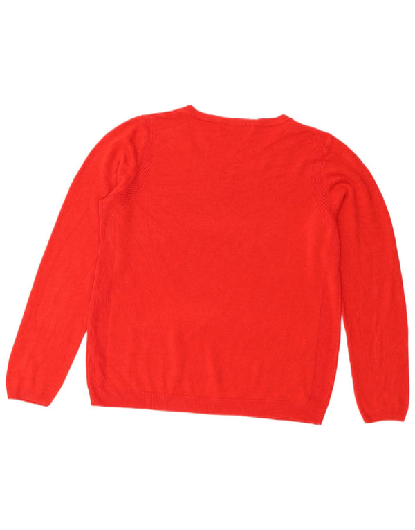 Marks & Spencer Womens Boat Neck Jumper Sweater UK 16 Large Red Acrylic