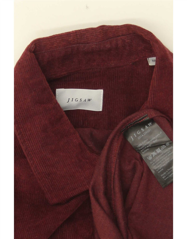 Jigsaw Mens Corduroy Shirt Medium Burgundy Cotton