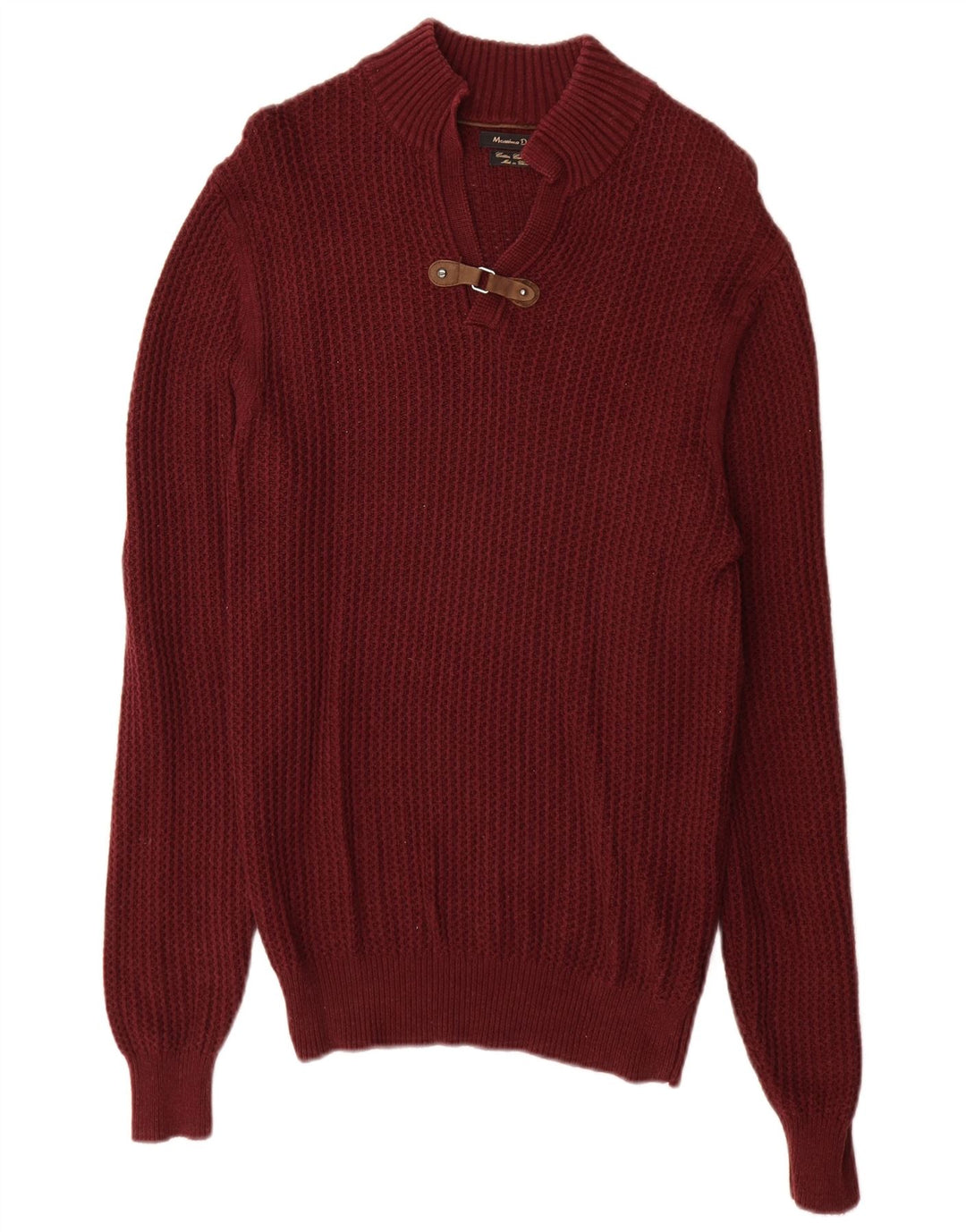 Massimo Dutti Mens Turtle Neck Jumper Sweater Small Burgundy Cotton