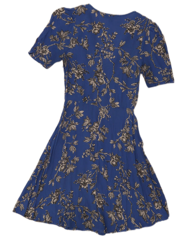 Topshop Womens A-Line Dress UK 8 Small Blue Floral