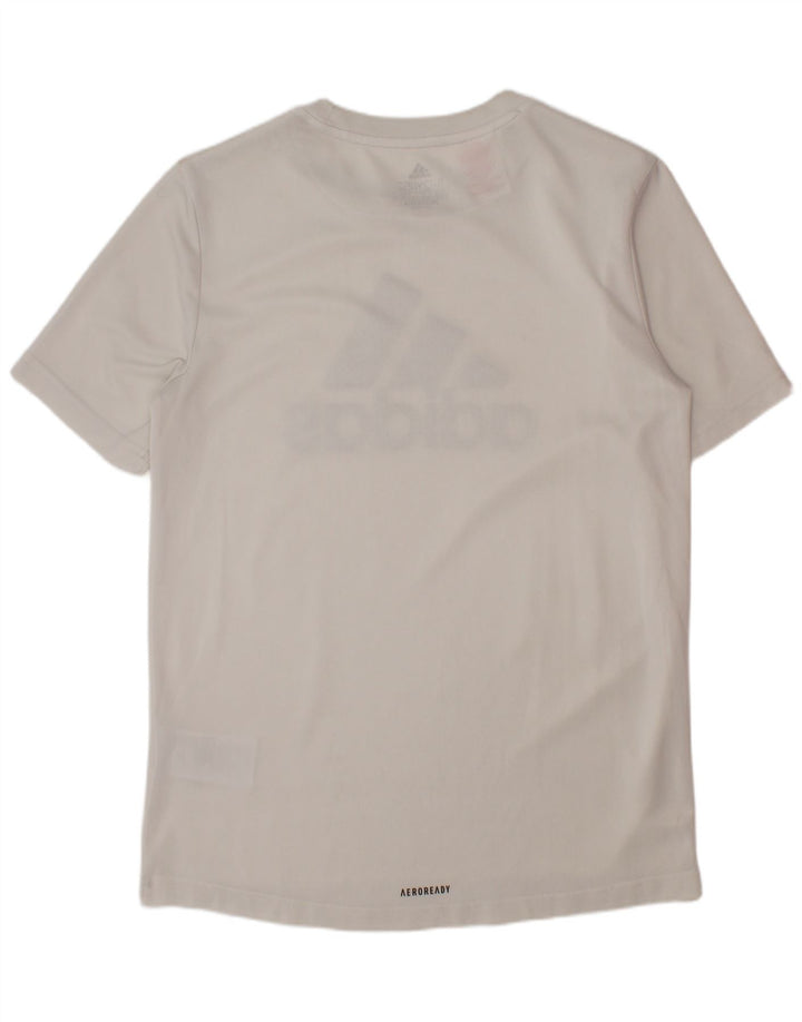 ADIDAS Boys Graphic T-Shirt Top 11-12 Years White Polyester