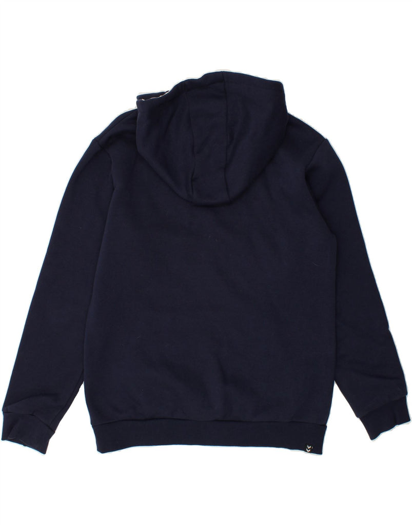 HUMMEL Mens Graphic Hoodie Jumper Medium Navy Blue Cotton Vintage Hummel and Second-Hand Hummel from Messina Hembry 