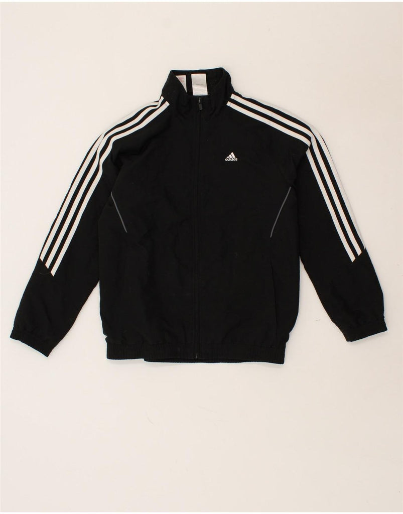 ADIDAS Boys Graphic Tracksuit Top Jacket 11-12 Years Black Polyester | Vintage Adidas | Thrift | Second-Hand Adidas | Used Clothing | Messina Hembry 