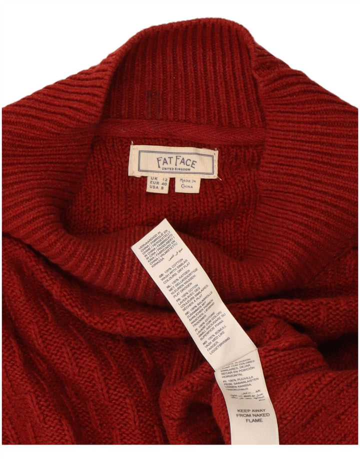 Fat Face Womens Loose Fit Turtle Neck Jumper Sweater UK 12 Medium Red
