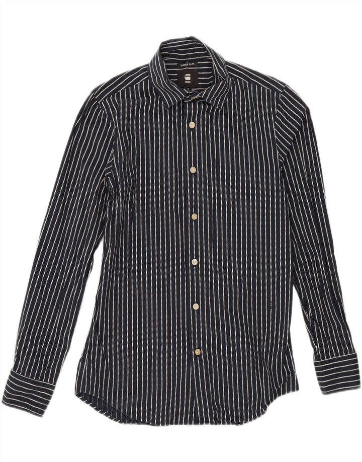 G-STAR Mens Slim Shirt Medium Navy Blue Striped Vintage G-Star and Second-Hand G-Star from Messina Hembry 